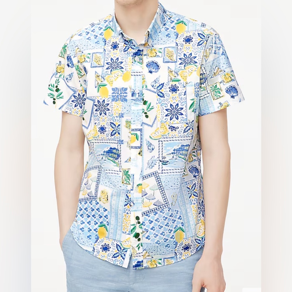 NWT J Crew Short-sleeve printed flex casual shirt